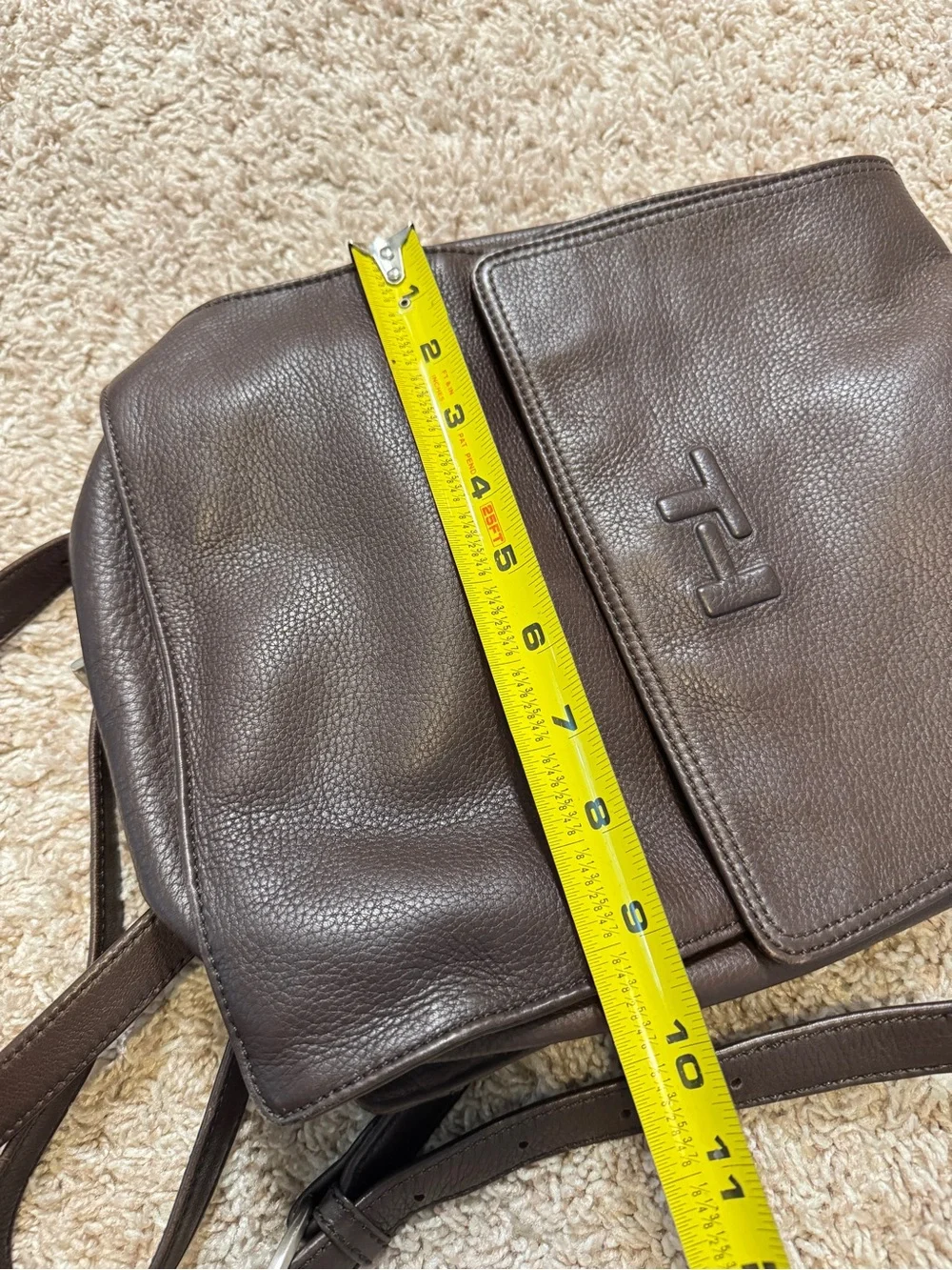 Vintage Tommy Hilfiger Brown Leather flap Backpack